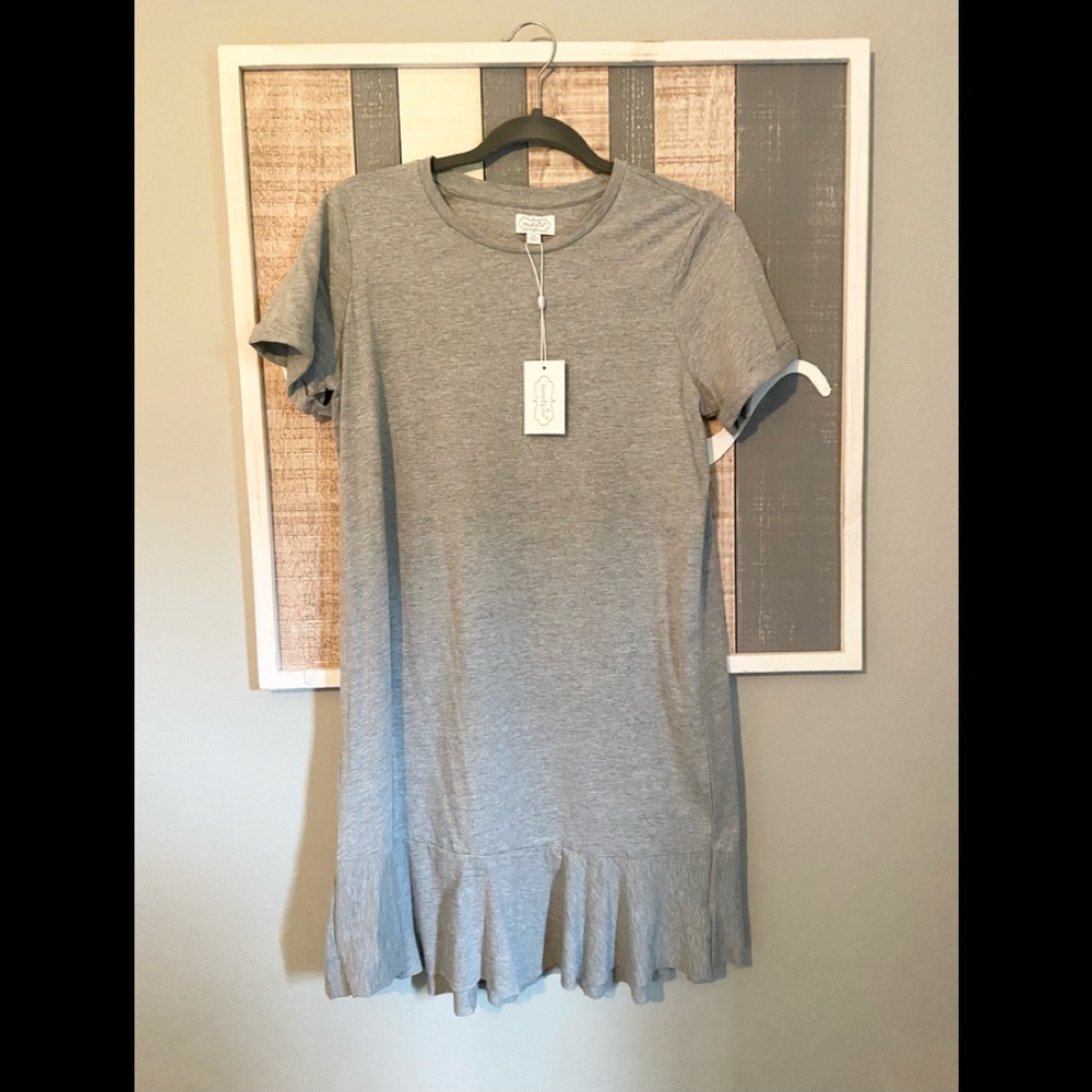 Mud Pie Women's Hope Tshirt Dress Gray M, Medium